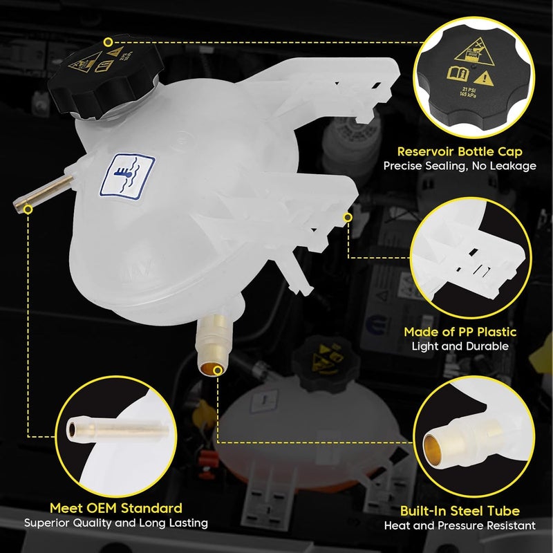 YEHERIT Front Engine Coolant Reservoir Radiator Expansion Tank Compatible With Jeep Renegade 2015-2018 1.3L 1.4L 2.4L, Fiat 500X 2016-2018 2.4L Replace# 603-841 68327756AA 52052767 68250057AC - Image 4